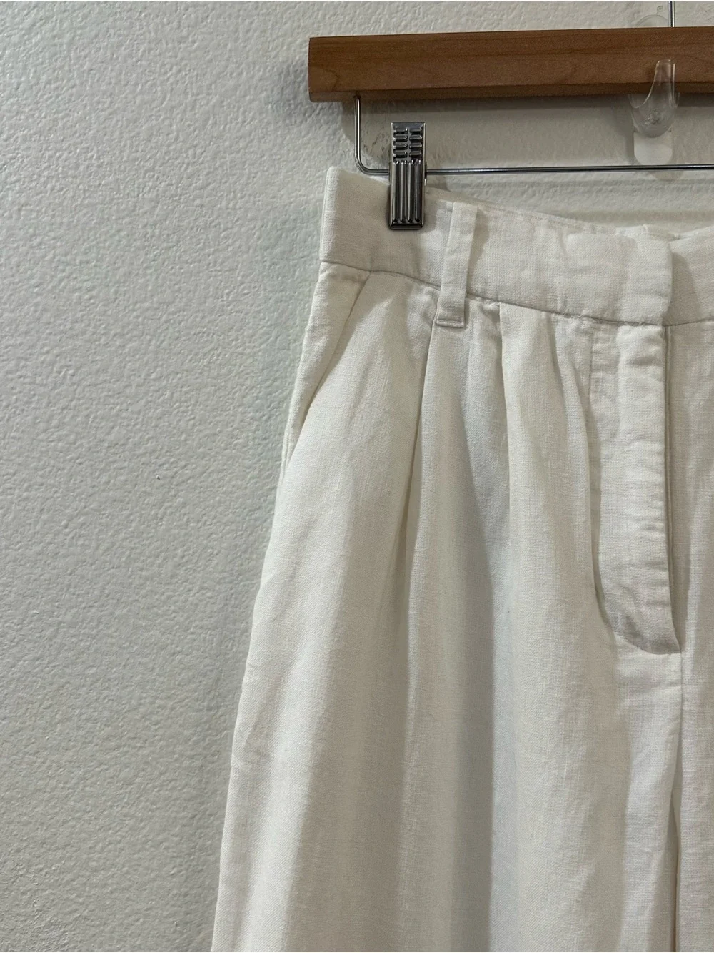 Abercrombie & Fitch Sloane Linen-Blend Tailored Wide Leg Pant White Size XS - Picture 6 of 13
